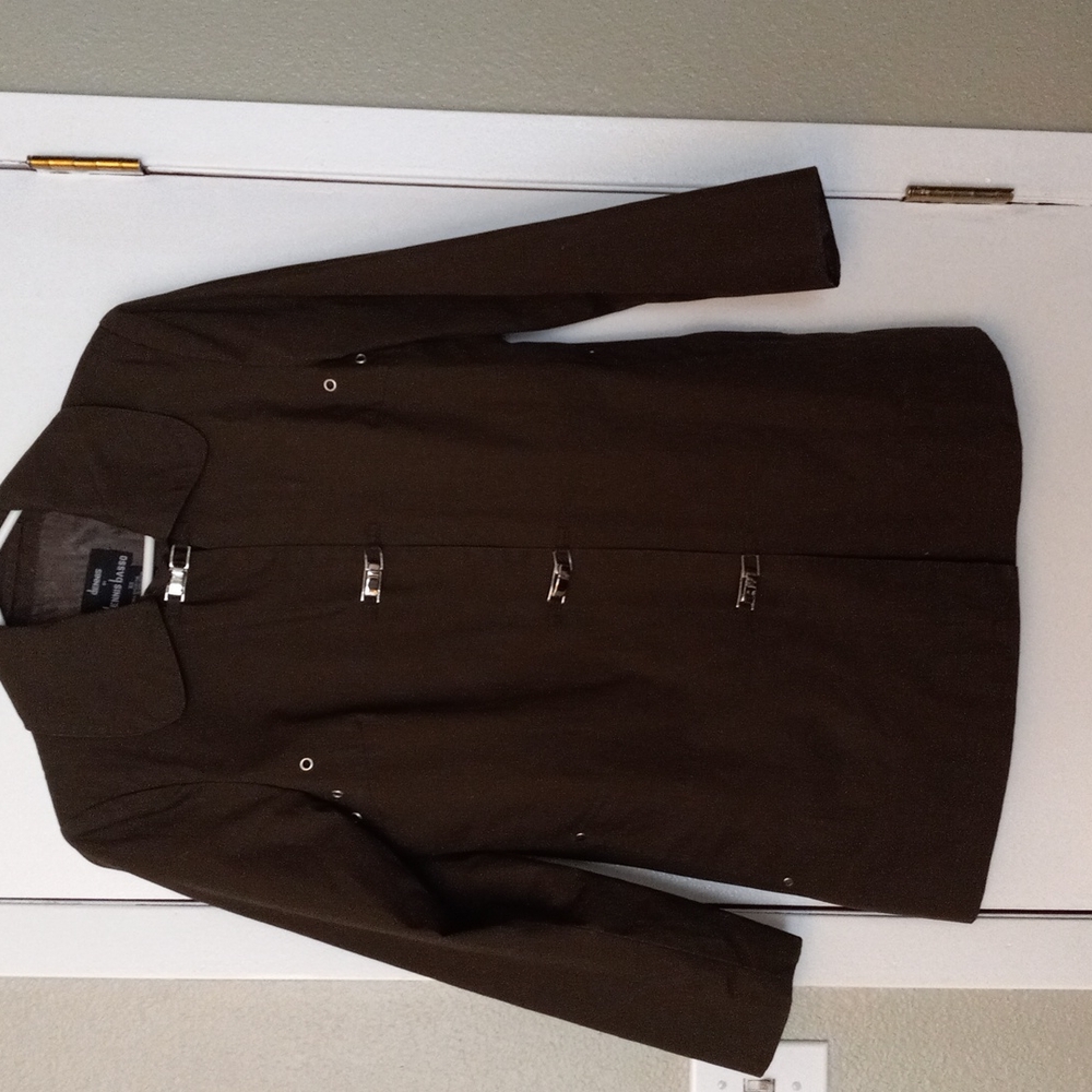 Dennis by Dennis Basso dark green car coat sz XS heavy cotton fully lined